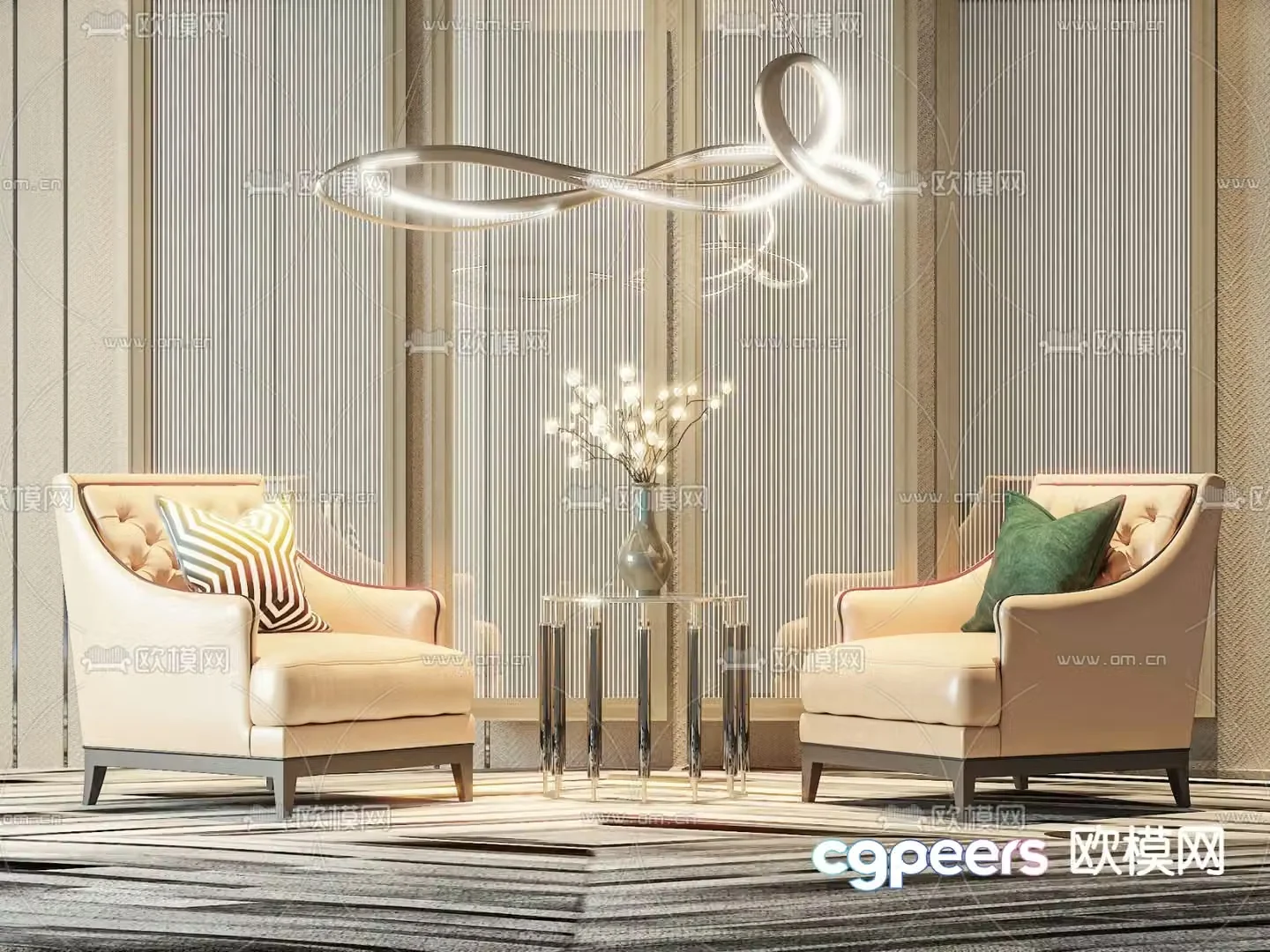 Light luxury sofa chair single sofa 3d model