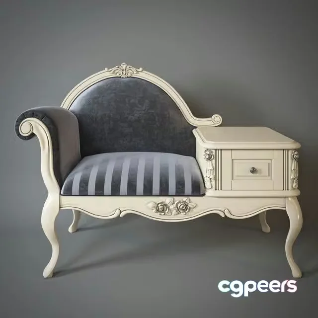 3ds Max Free – Armchair with telephone table Milano. 8802