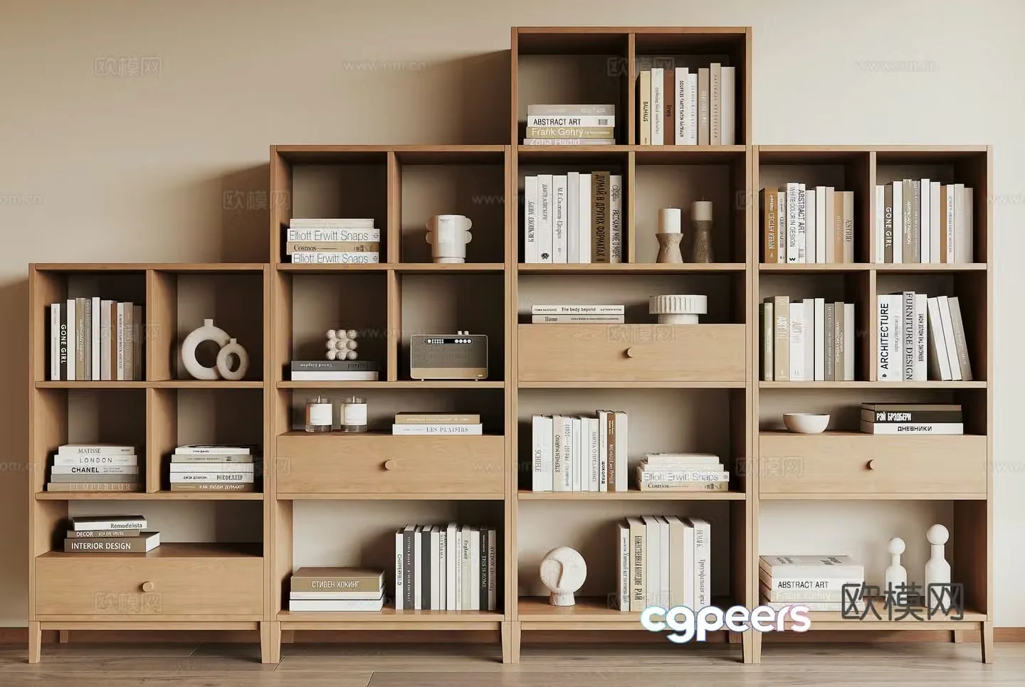 Modern bookshelf 3d model