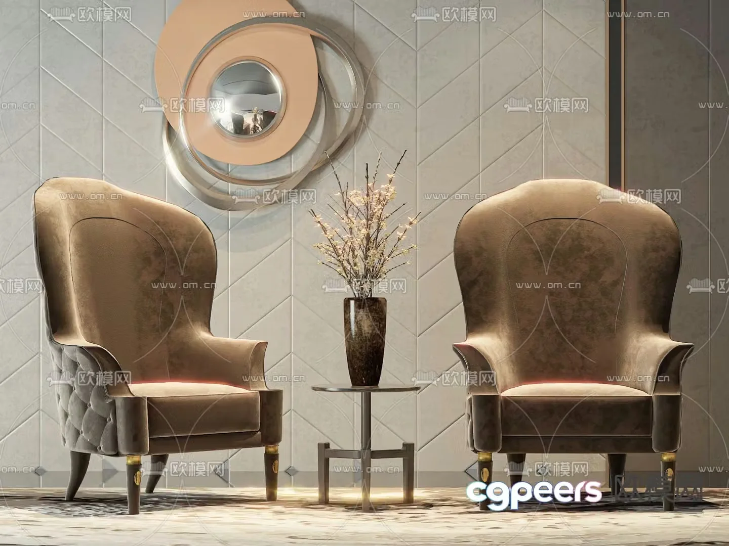 Simple European sofa chair leisure chair 3d model