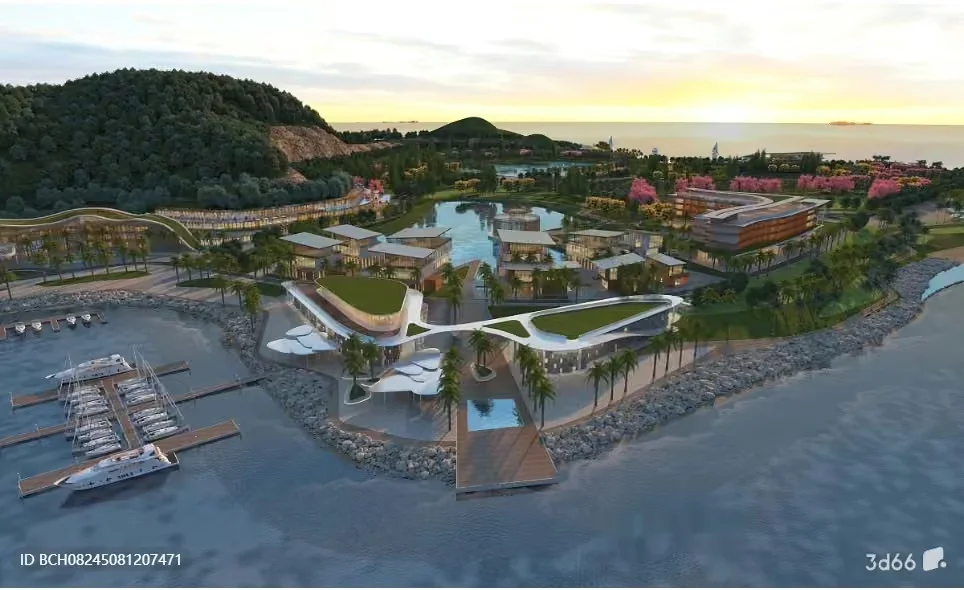 Modern Coastal Community 3D Model – 1897 – VRAY Render