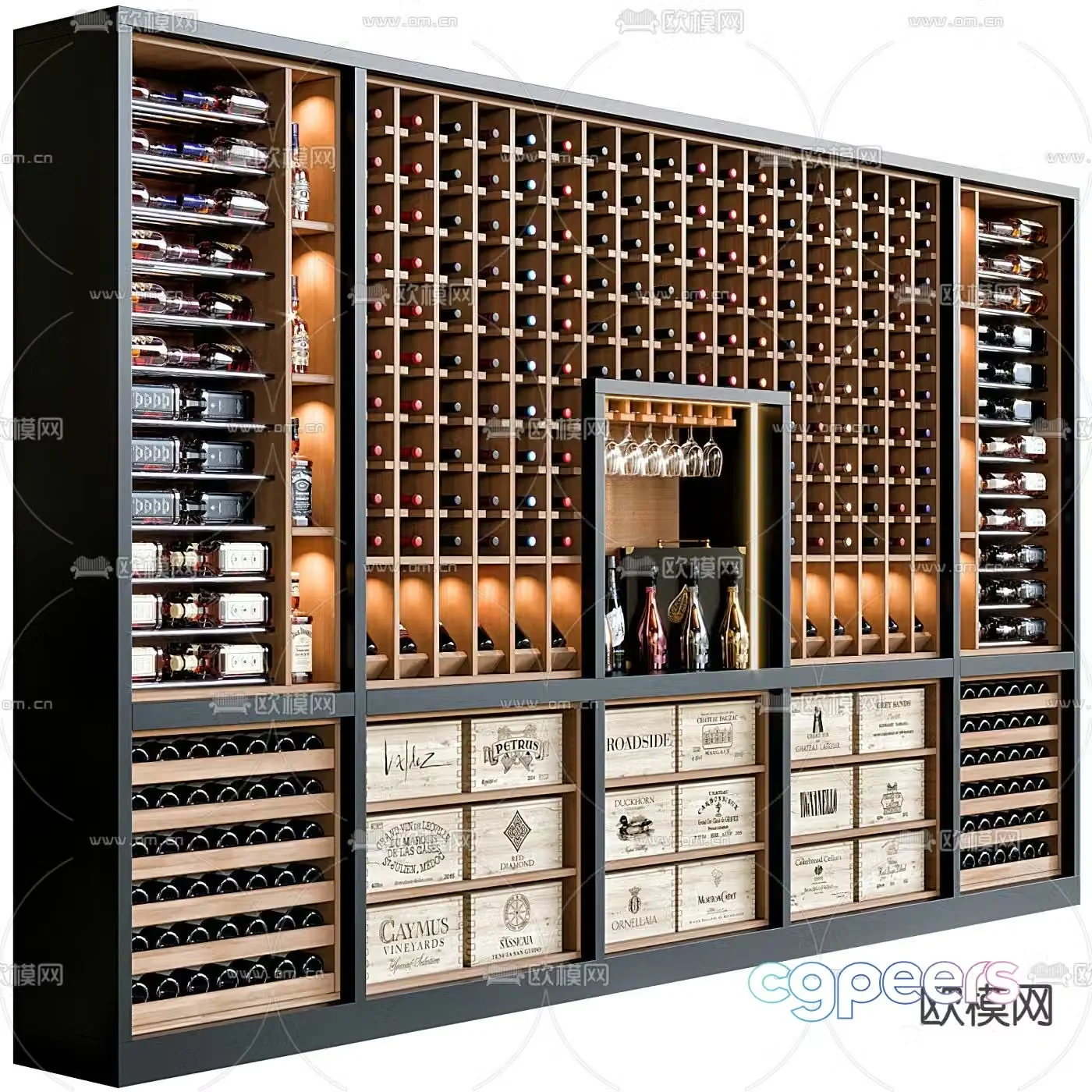 Modern wine cabinet wine rack 3d model