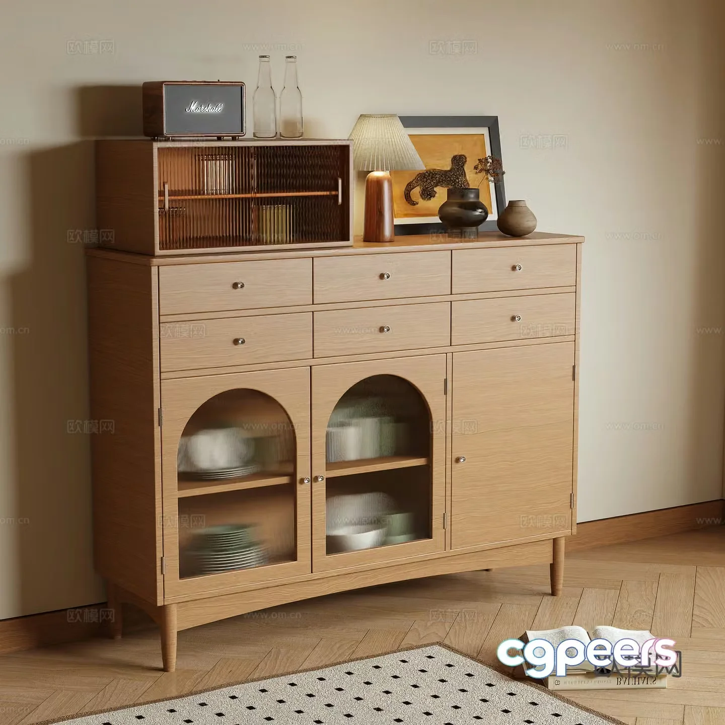 Middle-aged tea cabinet sideboard 3D model
