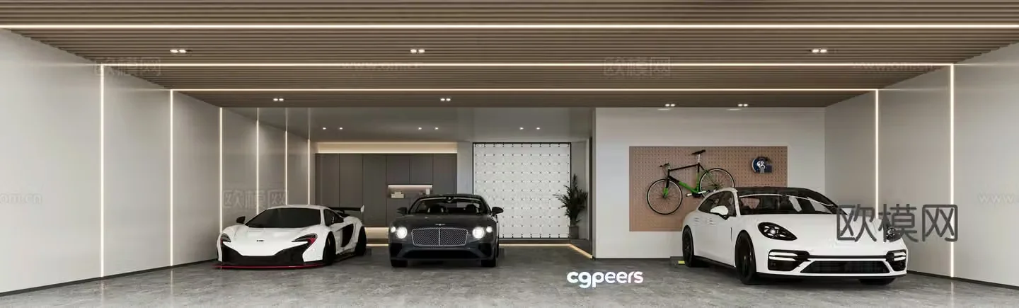 Modern villa garage 3d model