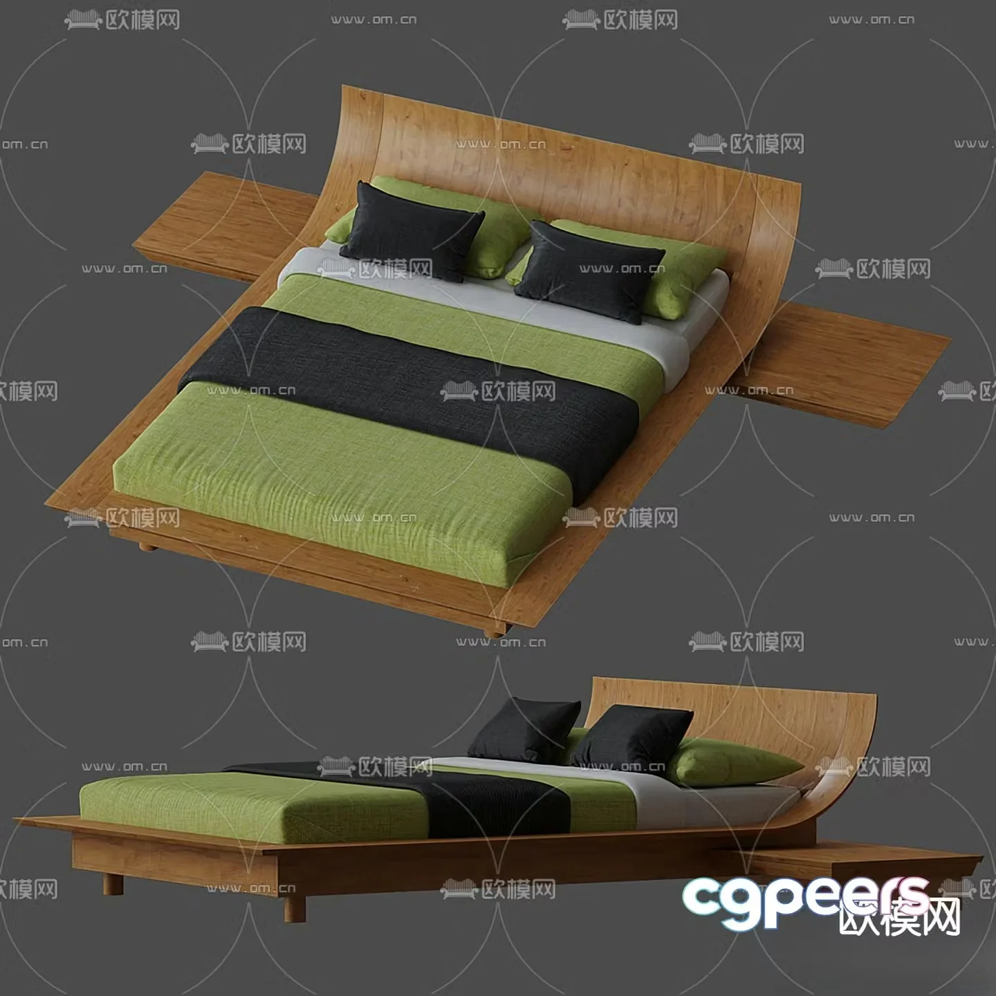 Modern double bed 3d model