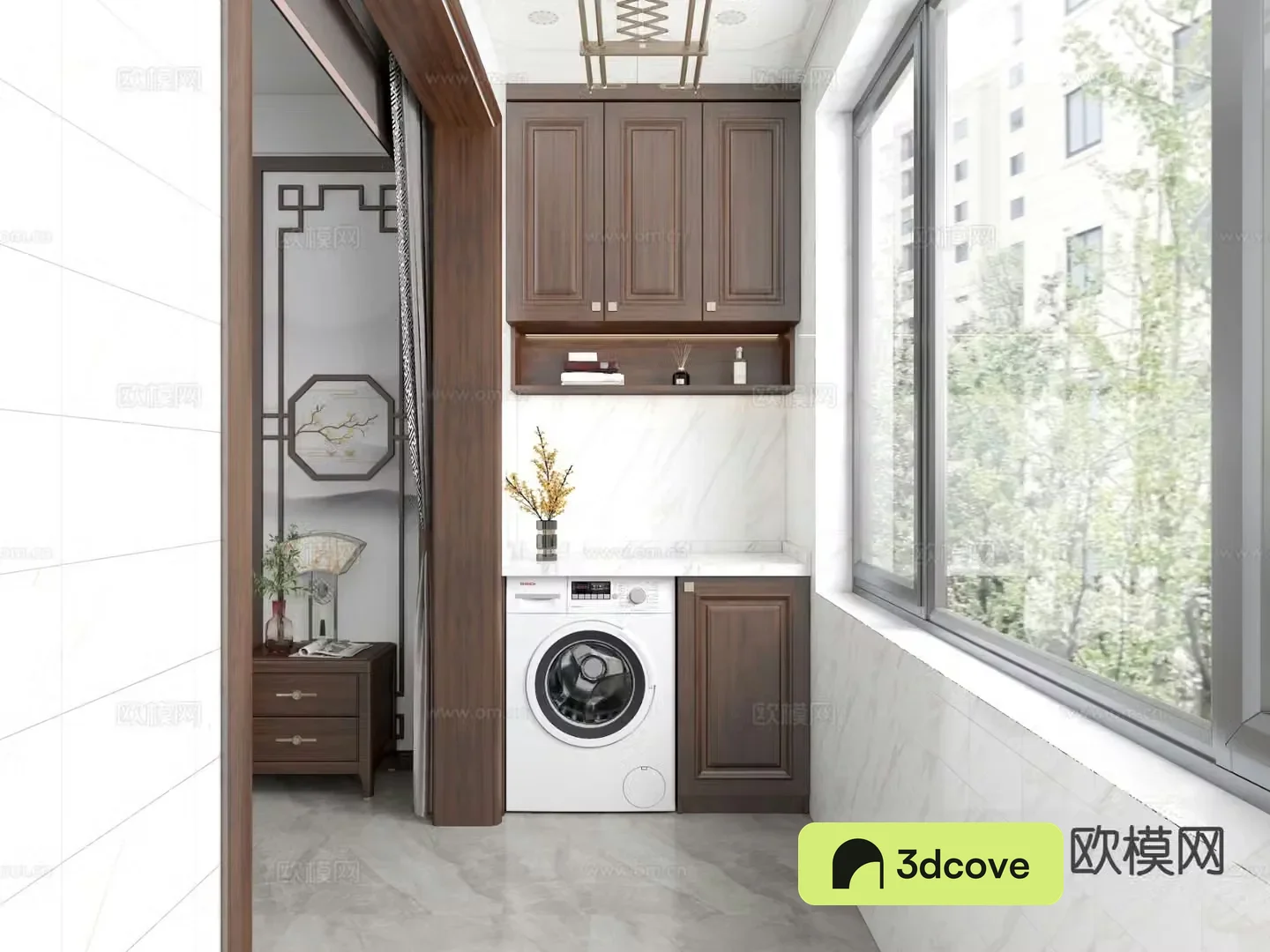 New Chinese style balcony laundry room