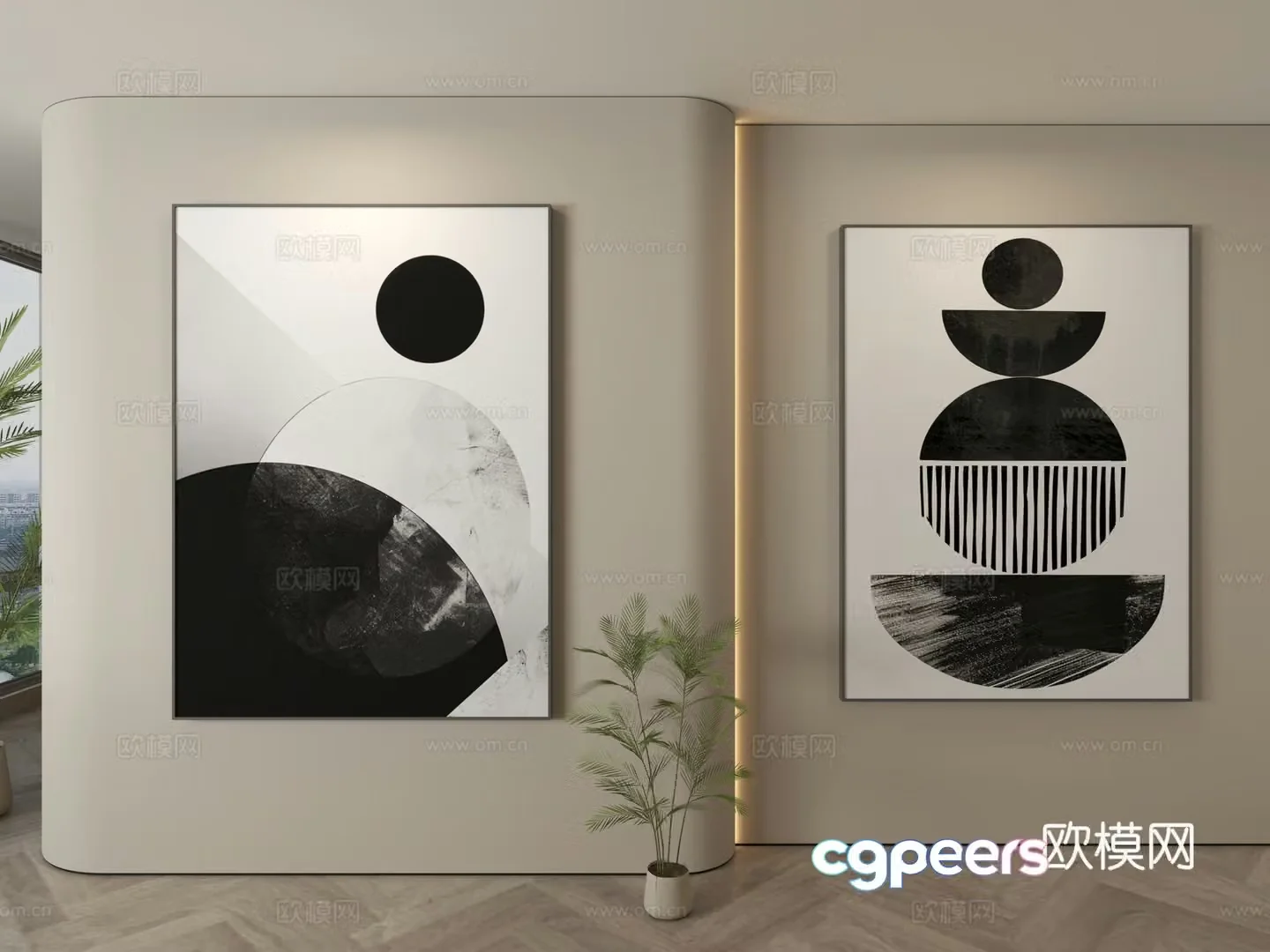 Modern abstract painting decorative painting 3d model