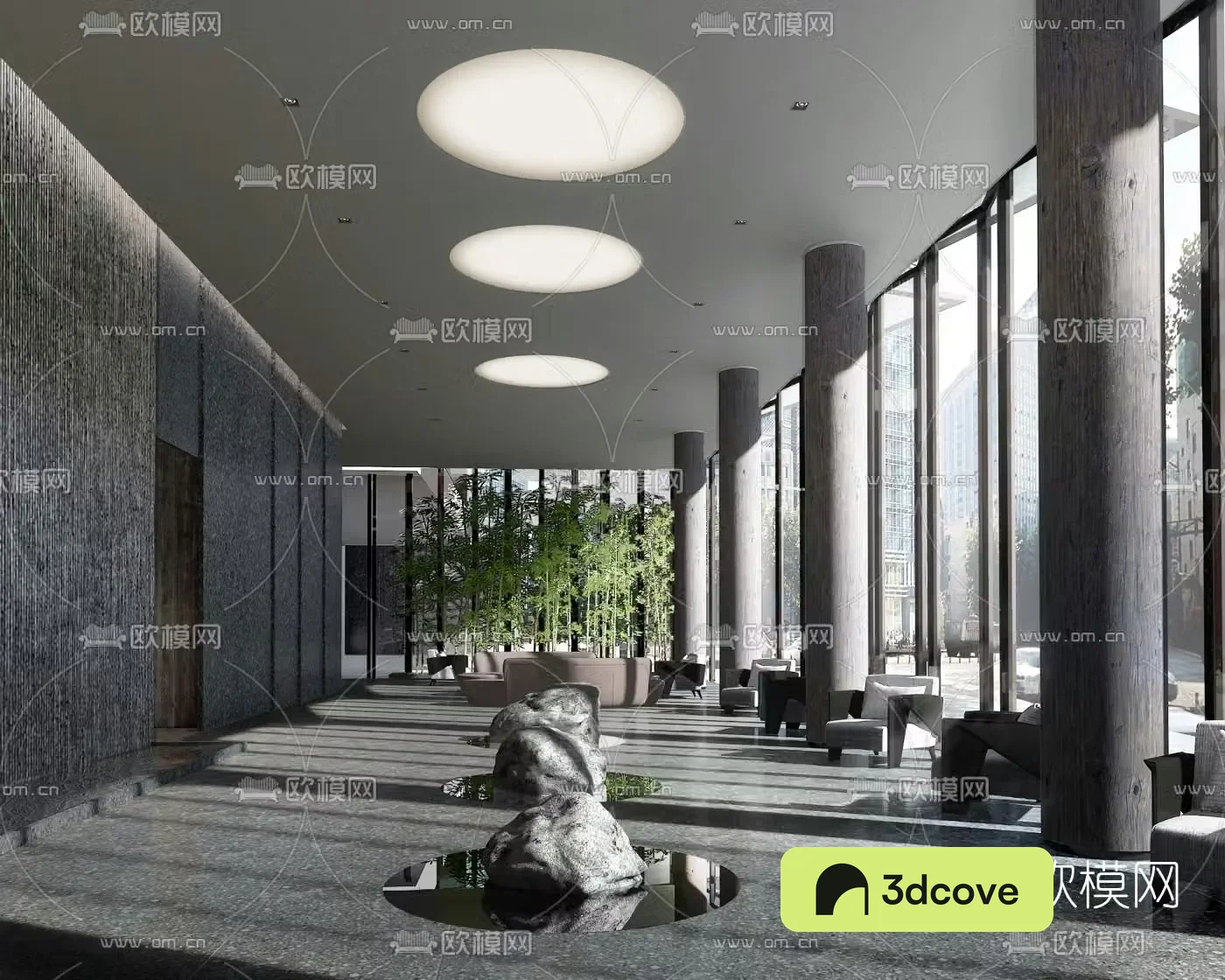 Modern hotel lobby seating area