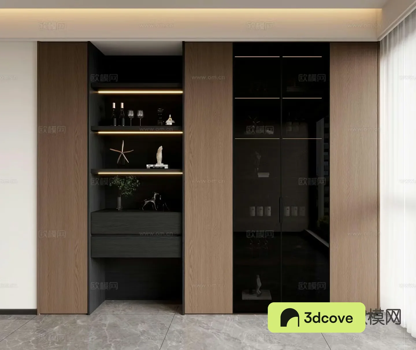 Italian glass wine cabinet