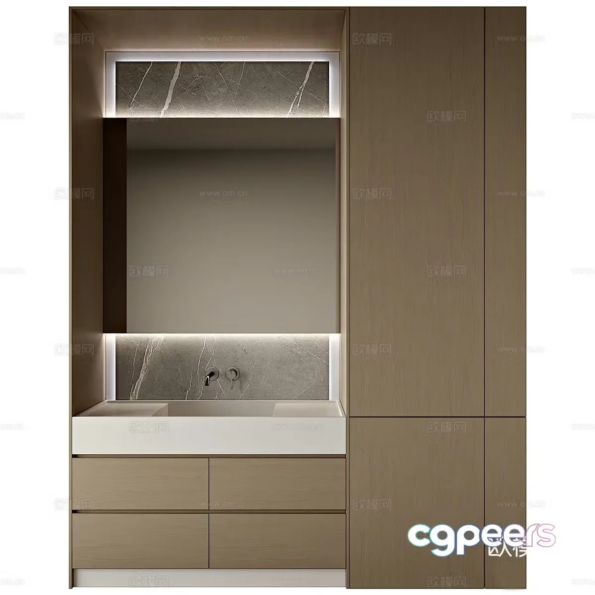 Modern Italian minimalist bathroom cabinet washbasin cabinet 3d model