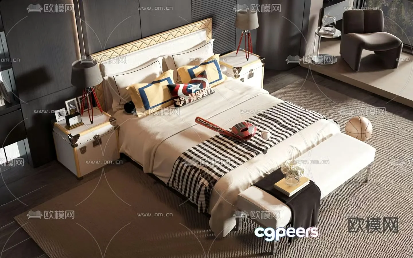 American children’s bed 3d model