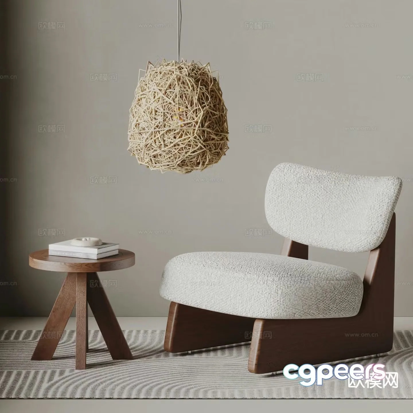 Wabi-sabi chair leisure chair 3d model