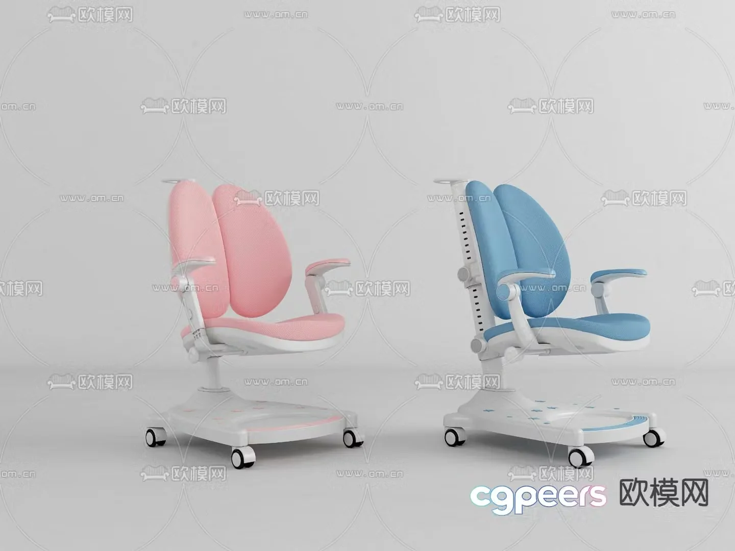 Modern fabric children’s learning chair 3d model