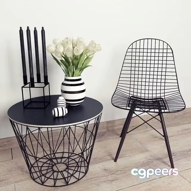 3ds Max Free – Set with Vitra Wire Chair DKW