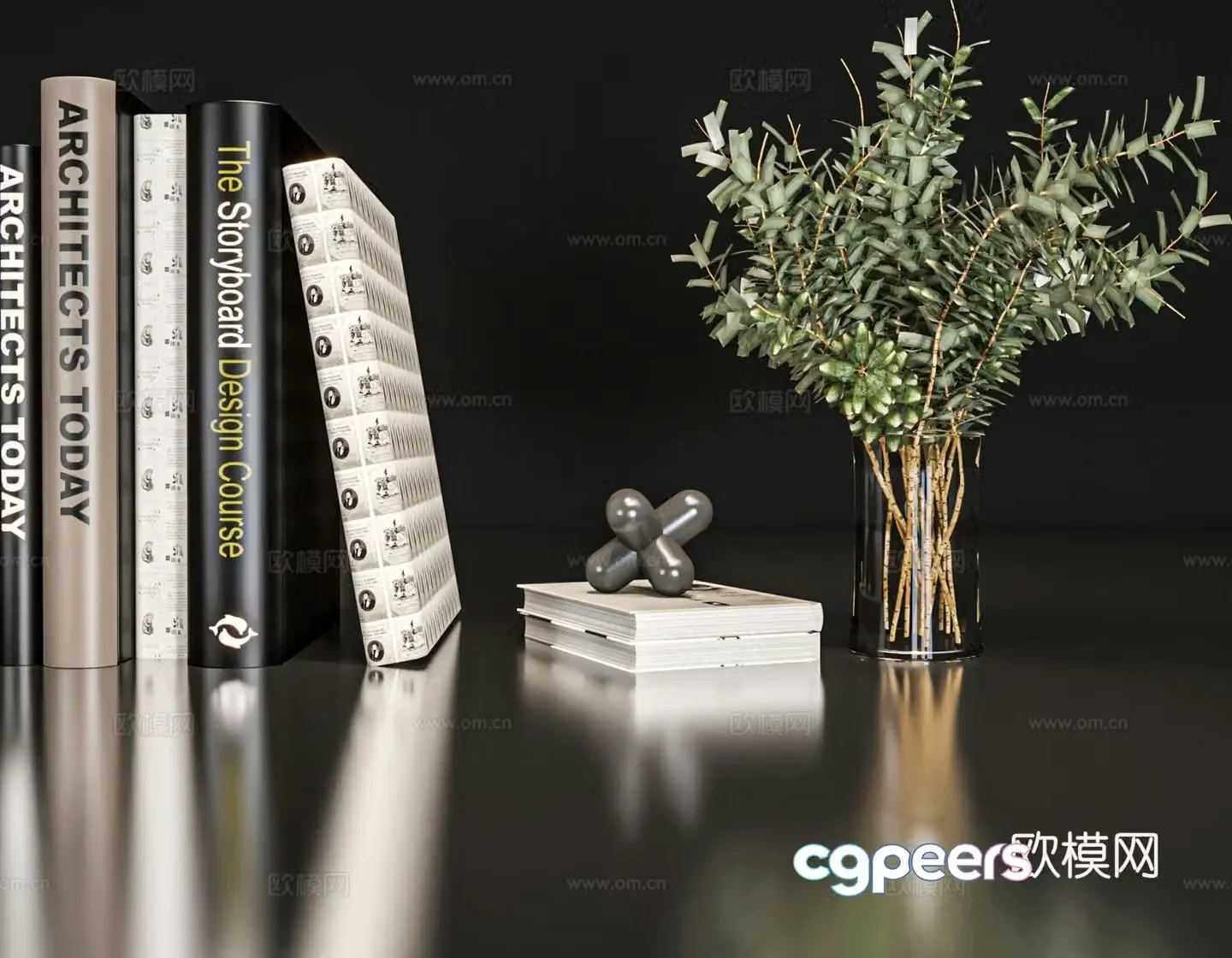 Decoration ornaments books vase 3d model