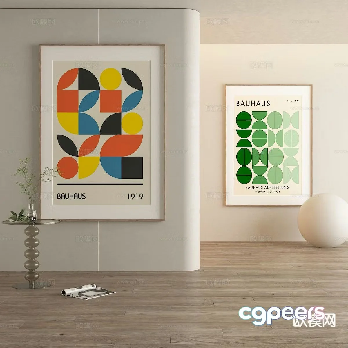 Modern geometric painting abstract painting decorative painting 3d model