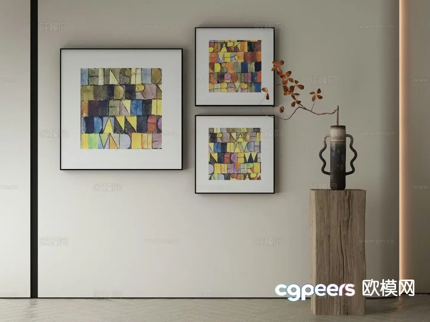 Modern decorative painting abstract hanging painting color painting 3d model