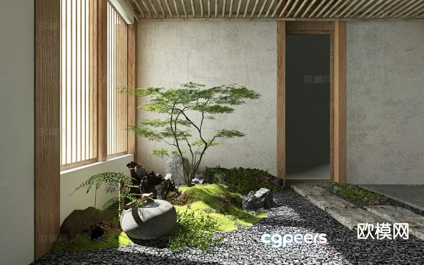 Indoor landscape plant landscaping flowing water bowl 3d model