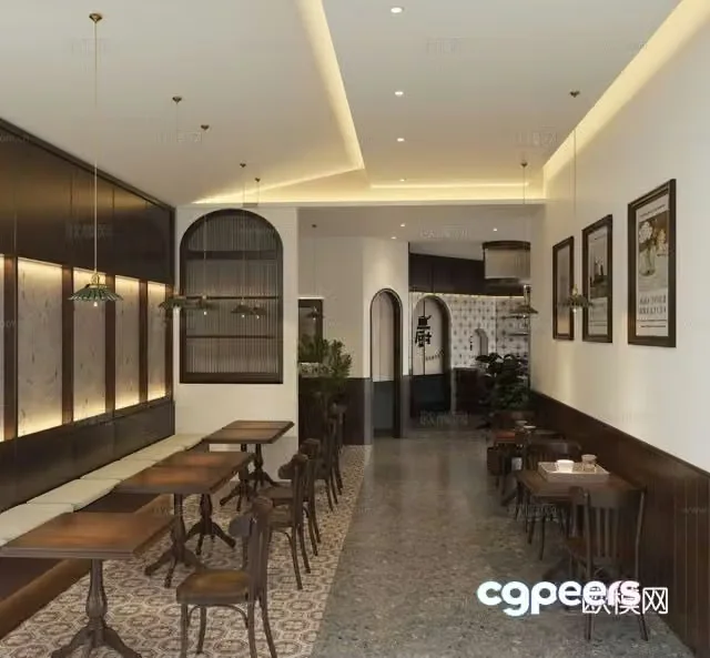 American cafe coffee booth area 3D model