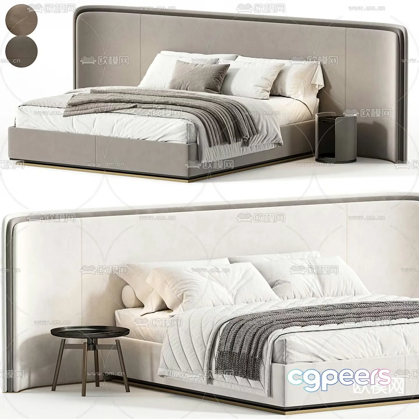 ITALINI modern fabric bed double bed 3d model