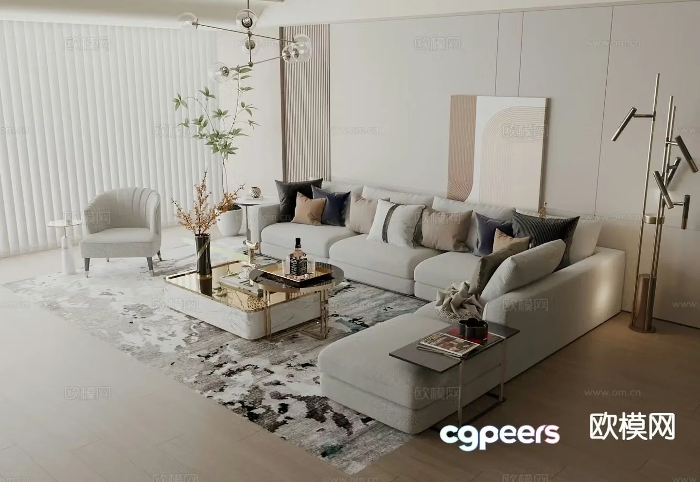 Modern sectional sofa 3d model