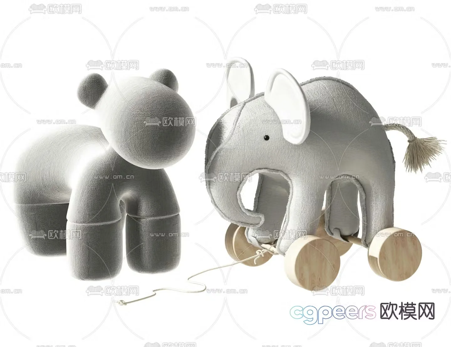 Modern fabric animal children’s stool 3d model