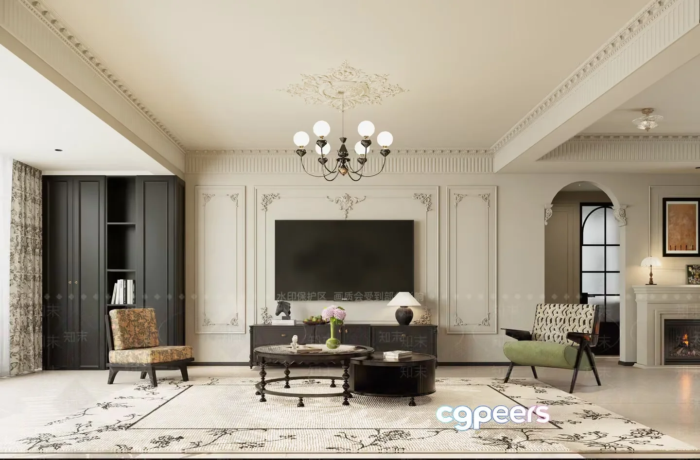 Modern Living Room 3D Model – 8880 – VRAY Render