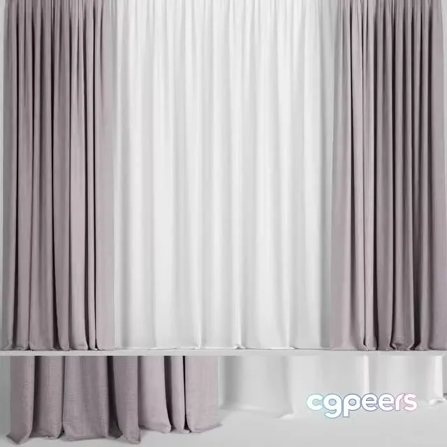 3ds Max Free – Pink curtains in two colors with tulle