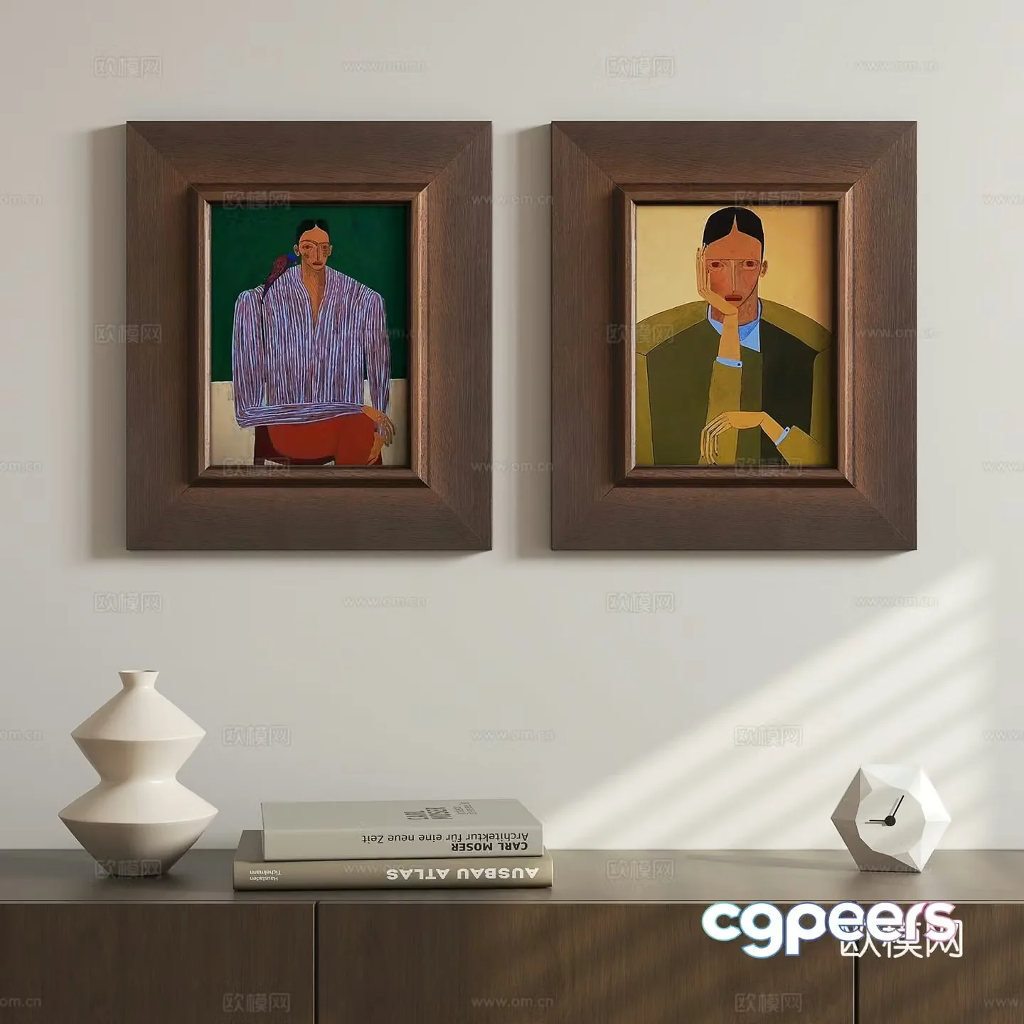 3D model of medieval character hanging painting