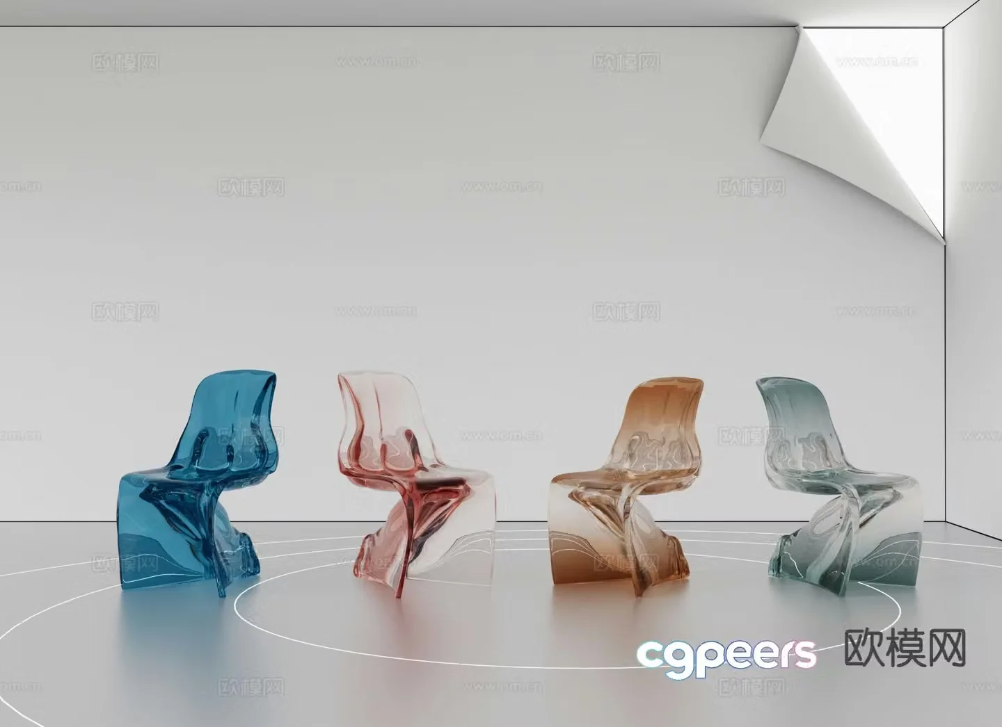 Modern transparent chair acrylic chair 3d model