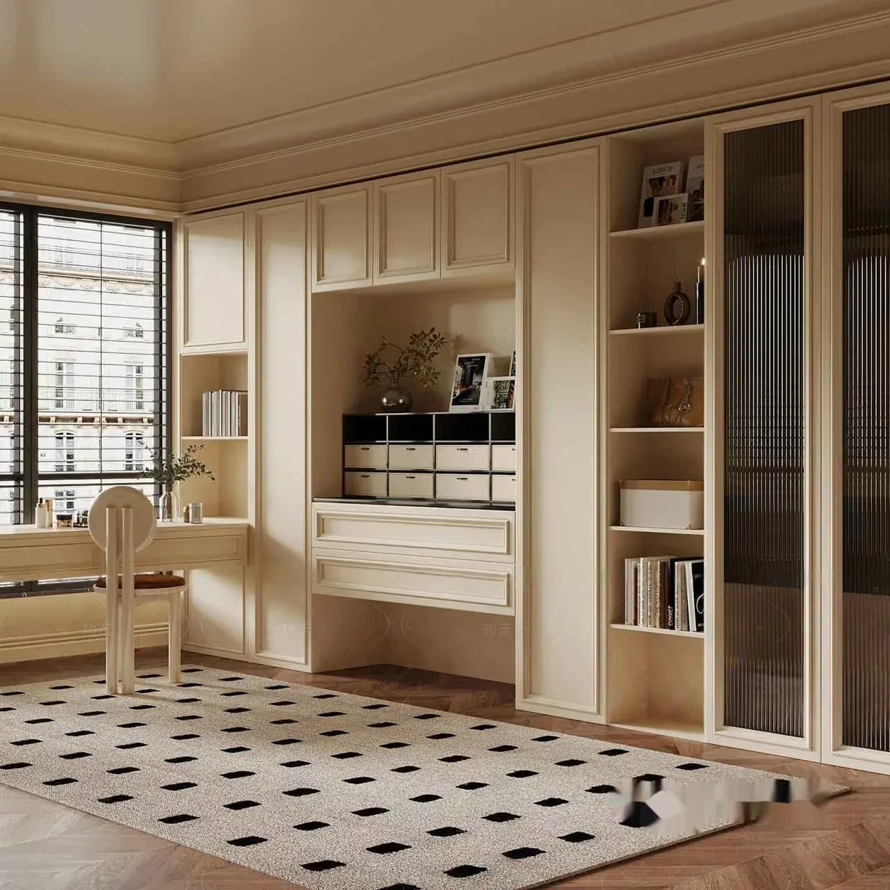Modern White Bookshelf 3D Model – 8408 – VRAY Render