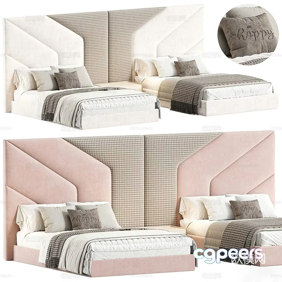 Background double bed 3d model