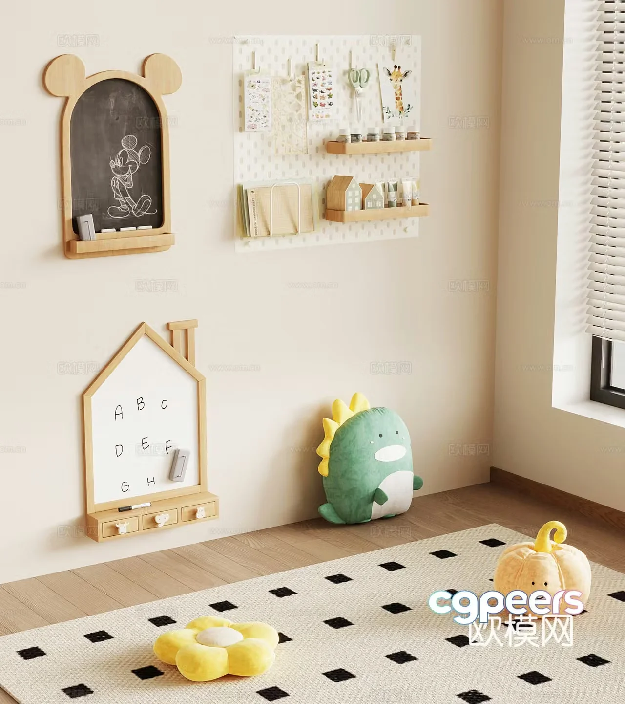 Modern children’s ornaments hole board pillow 3D model