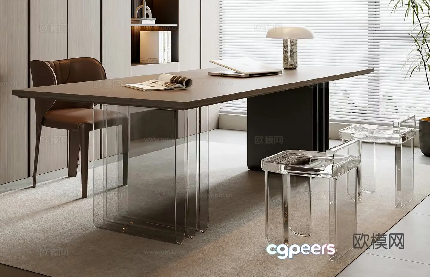 Italian desk and chair combination 3D model