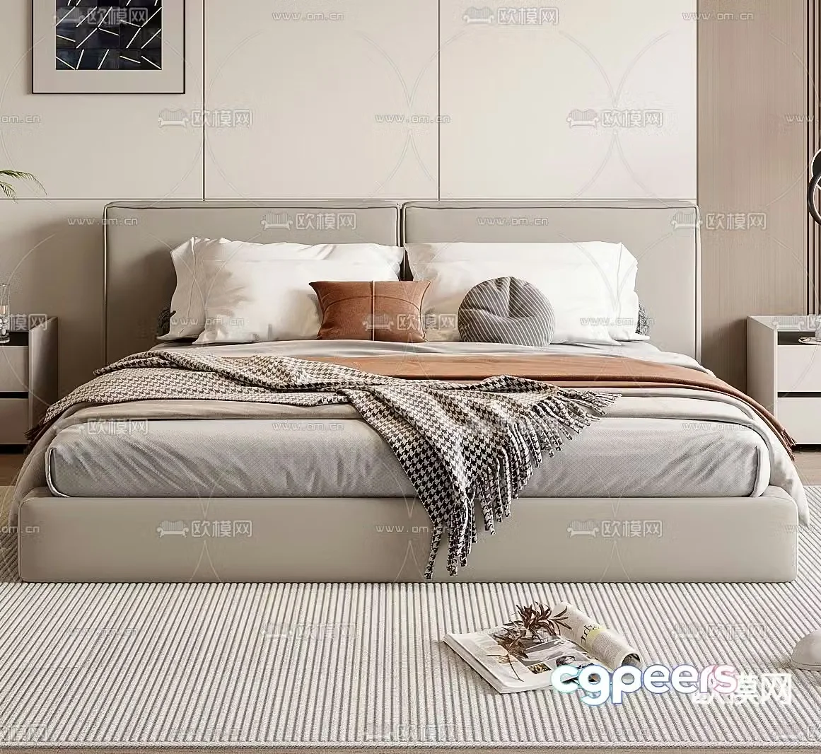 Modern double bed 3d model