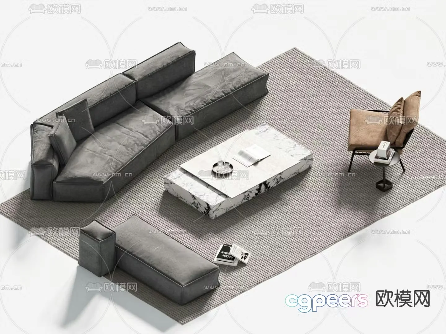 Modern sectional sofa 3d model