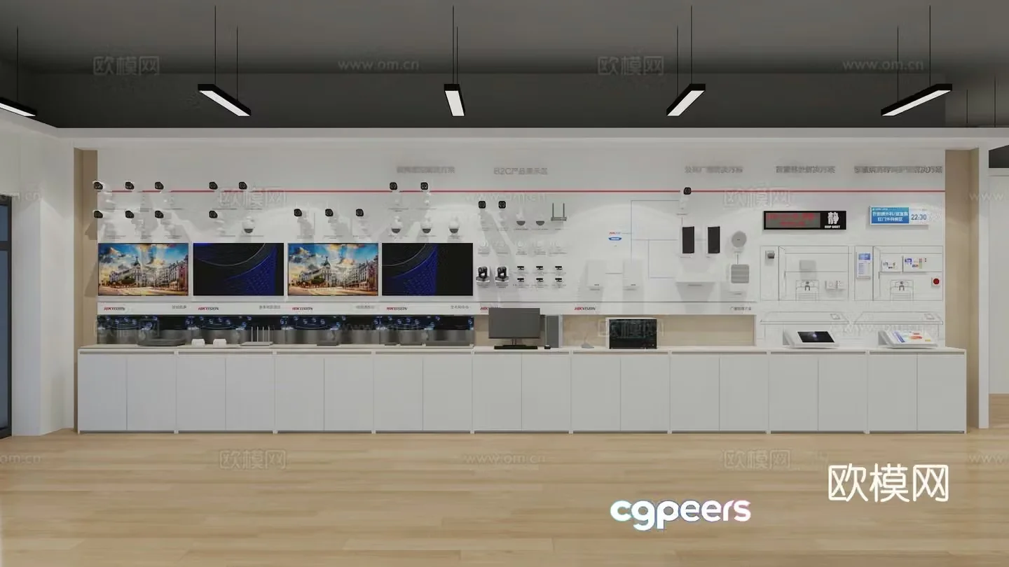 Modern surveillance and security large screen store 3D model