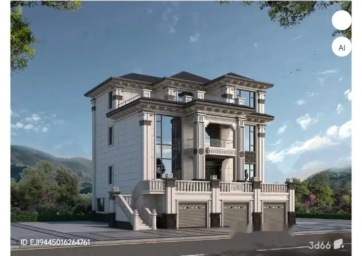 A Large White House 3D Model – 13458 – VRAY Render