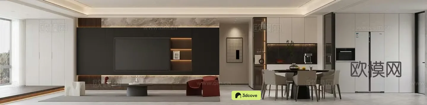 Modern living and dining room