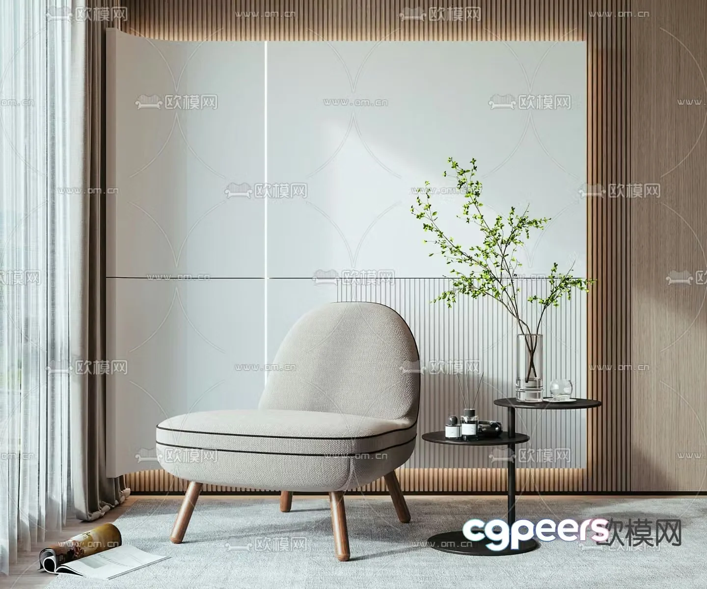 Molteni&C wabi-sabi fabric lounge chair 3d model