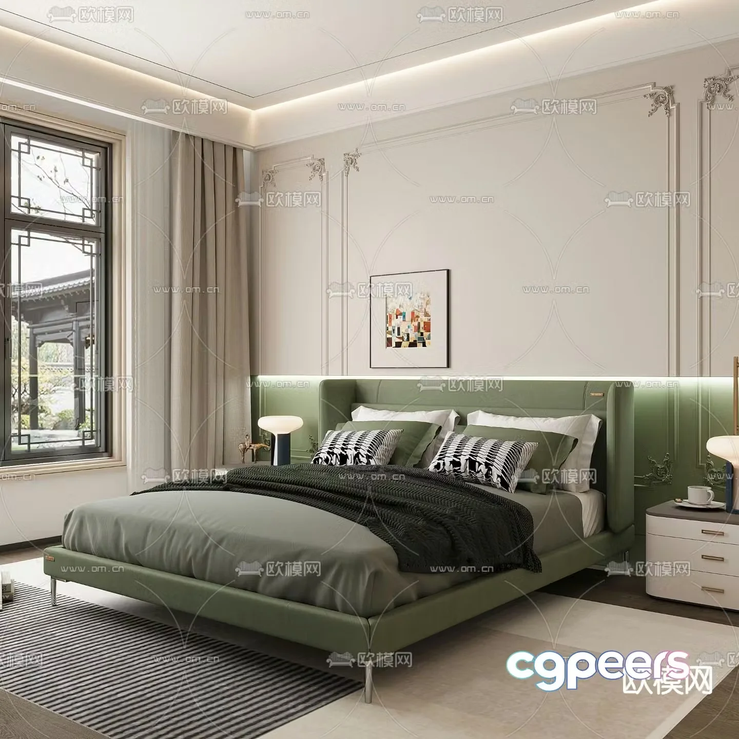 Modern double bed 3d model