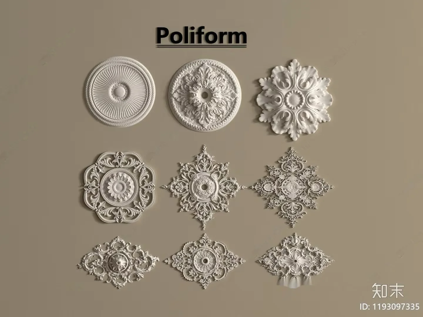 Poliform Decorative Ceiling Tiles 3D Model – 17052 – VRAY Render