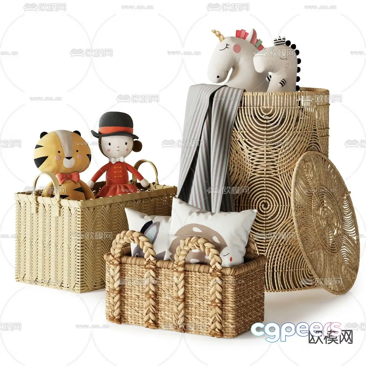 Nordic Toy Doll Storage Basket 3D Model