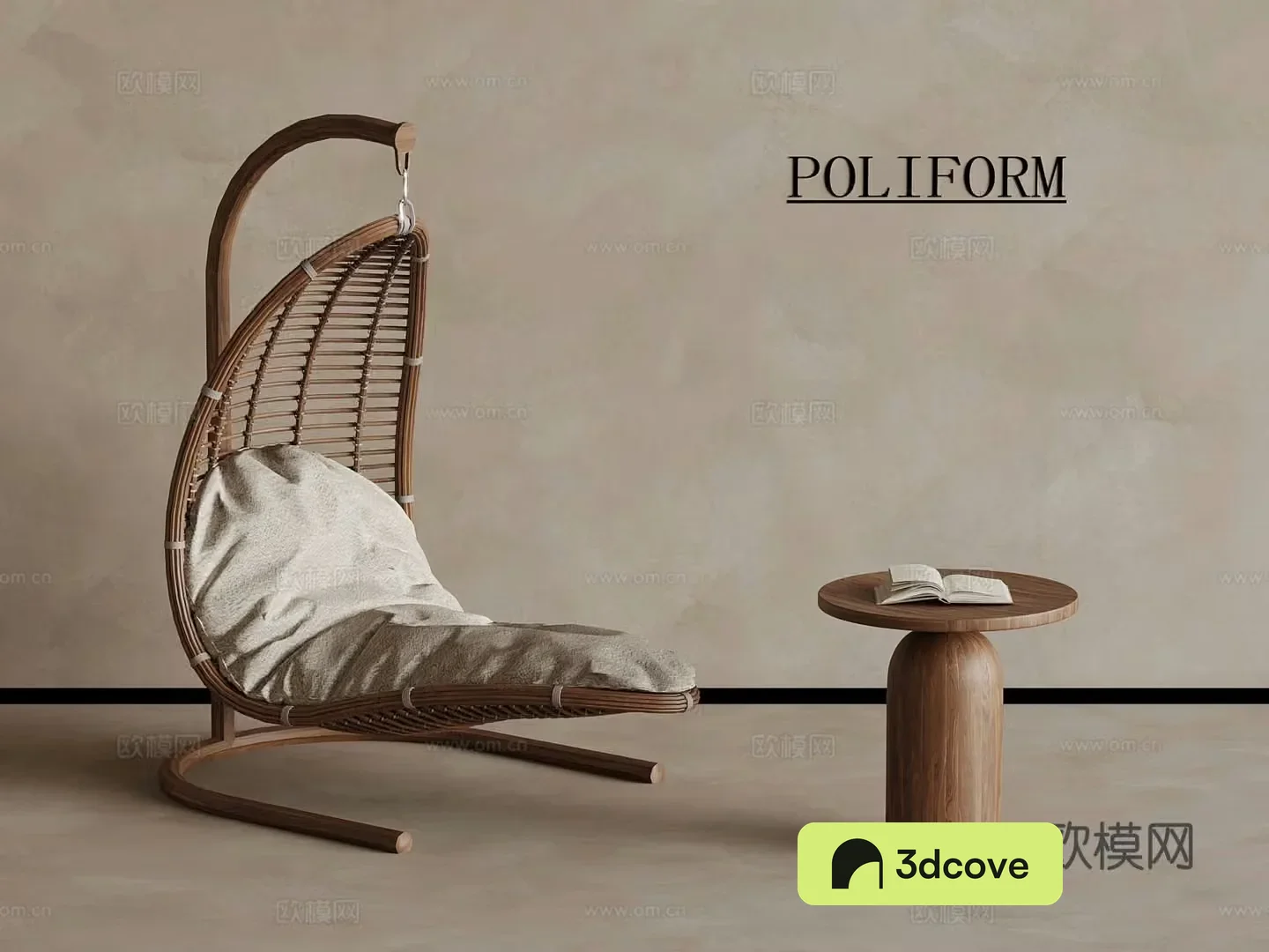 Middle-aged swing chair recliner side 3D model
