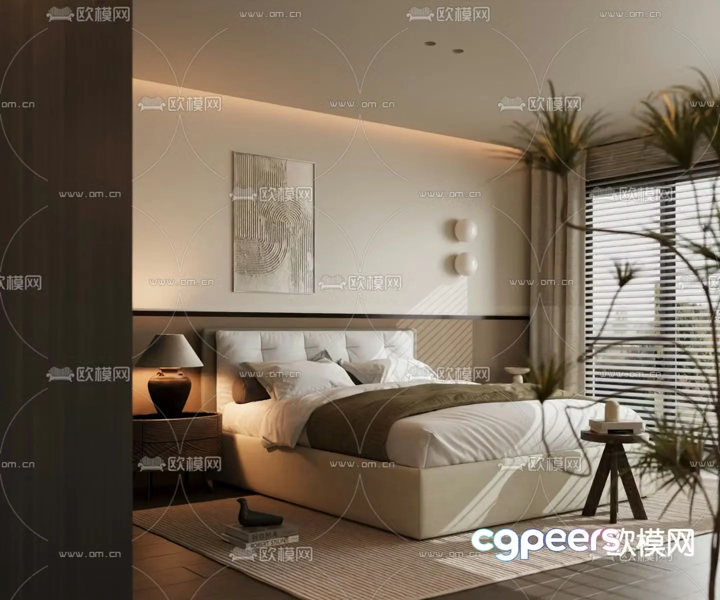 Italian double bed 3d model