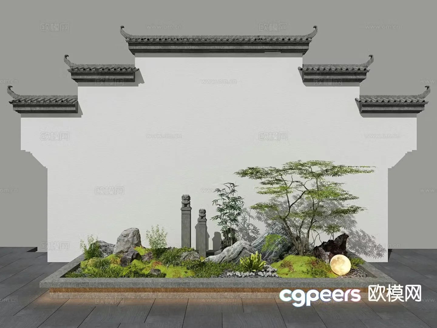 New Chinese style landscape wall screen wall and landscape wall 3D model