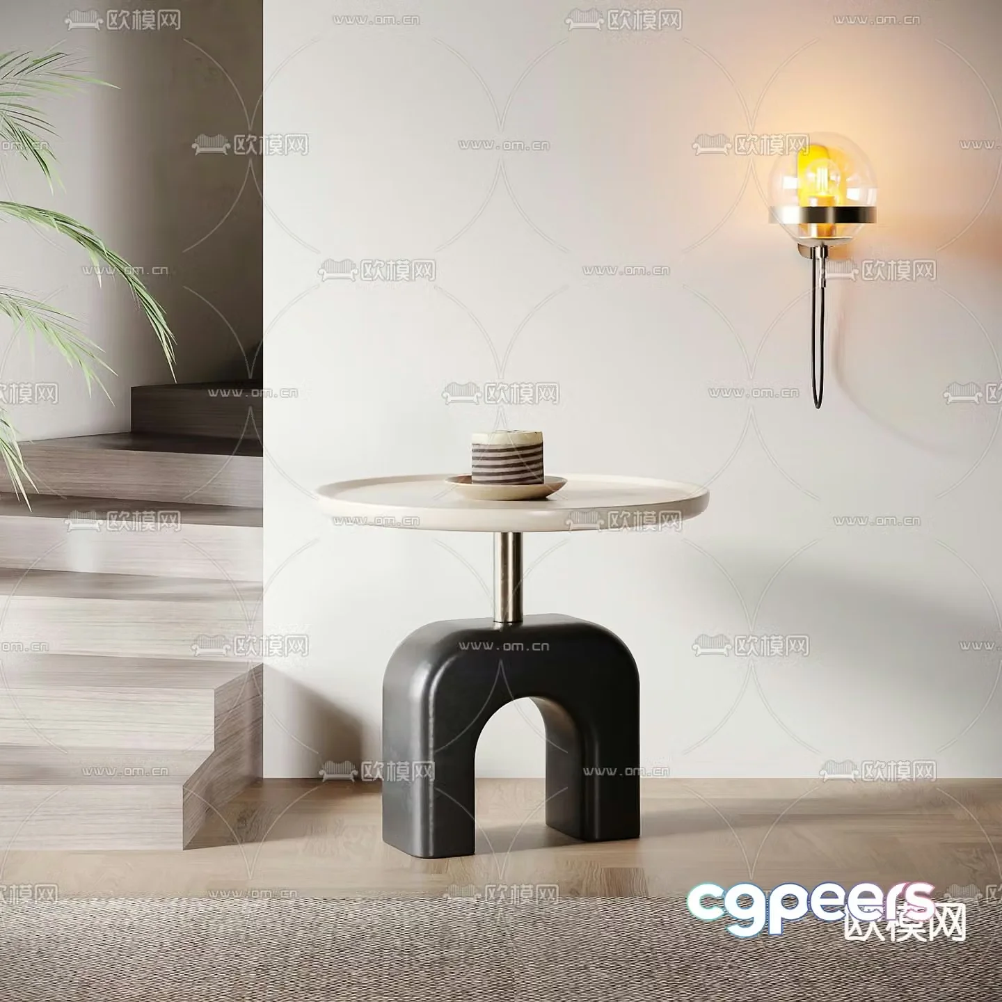 Round side corner table 3D model