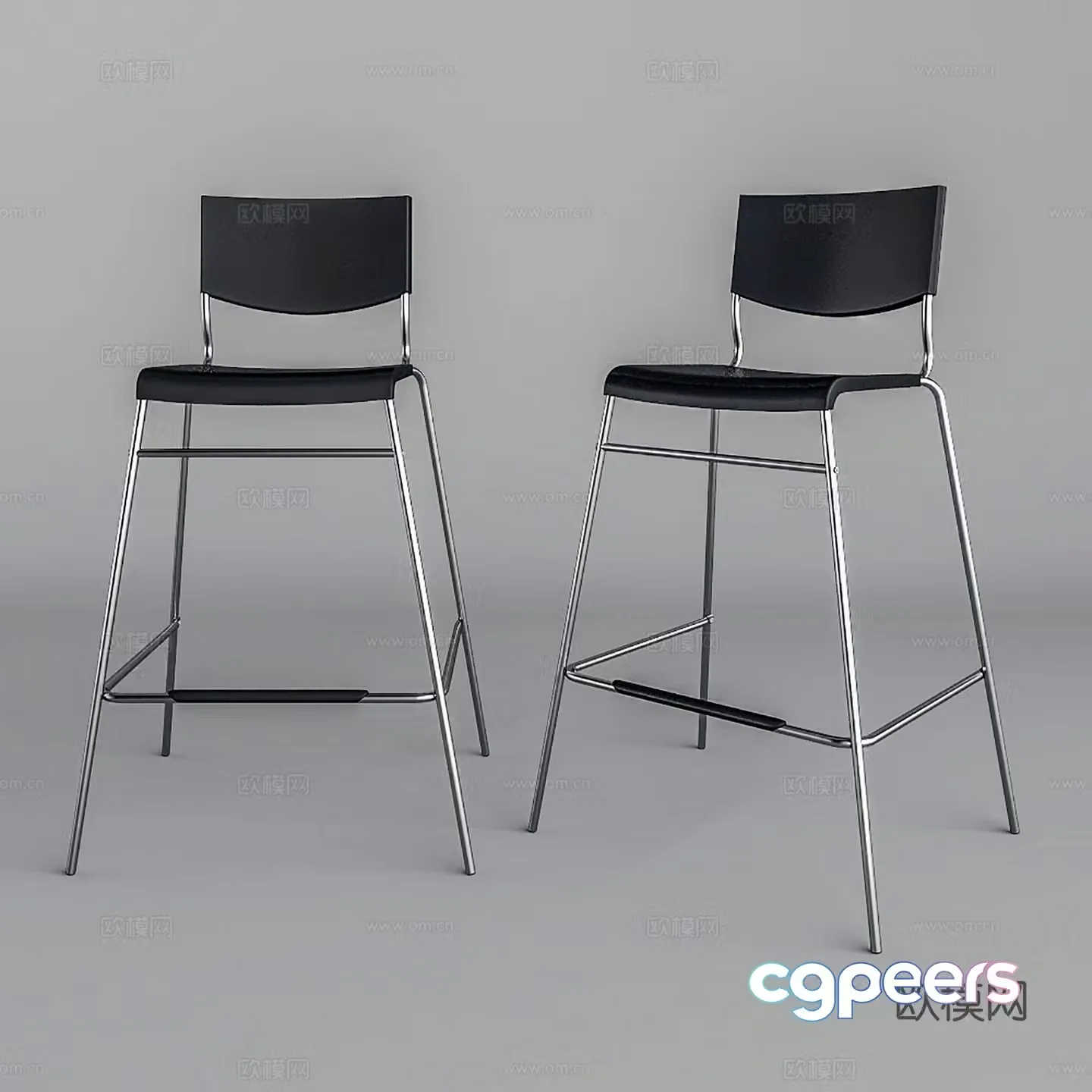 Modern bar chair Wrought iron bar chair Cafe restaurant bar chair 3d model