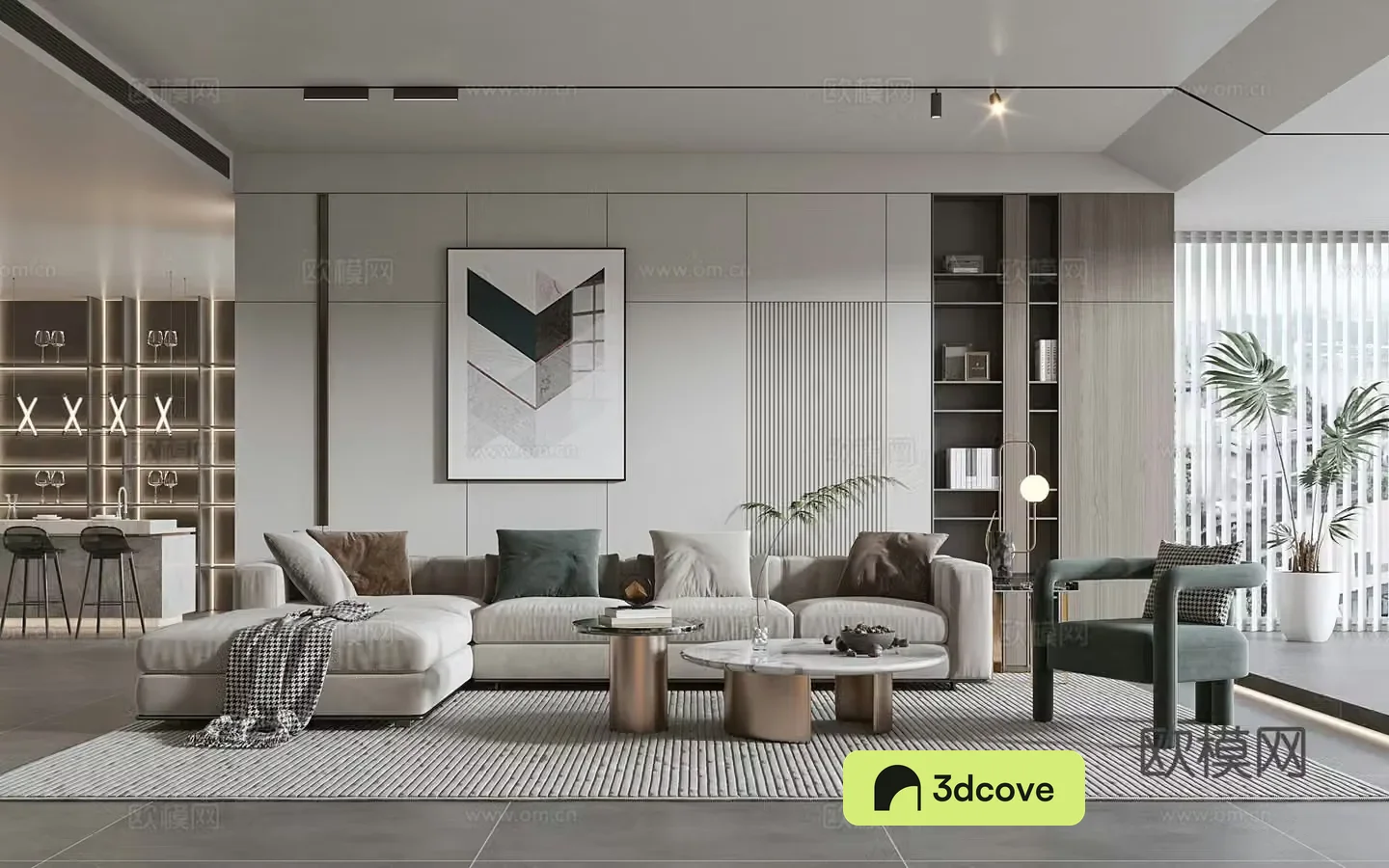 Modern living room Modern sofa coffee table combination Modern background wall