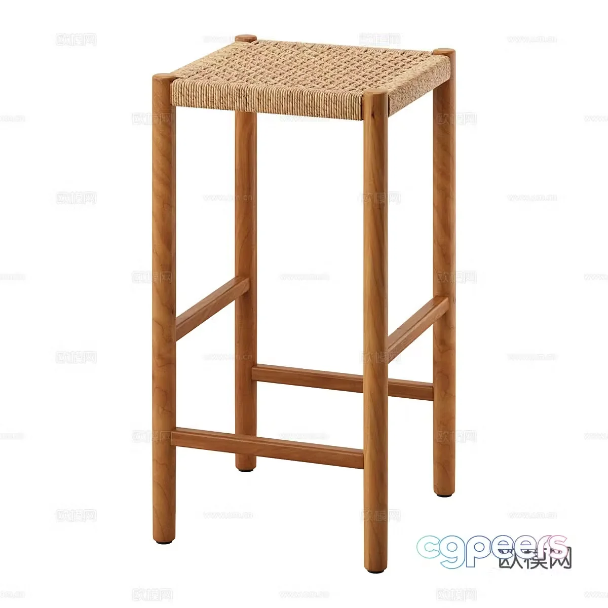 Nordic simple bar counter bar stool casual bar stool wooden bar stool 3D model